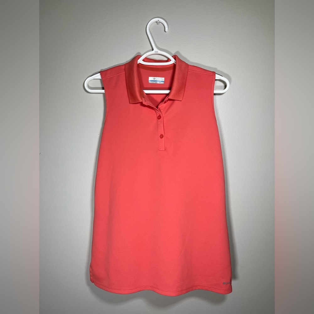 Columbia sportswear sleeveless polo pink shirt size medium